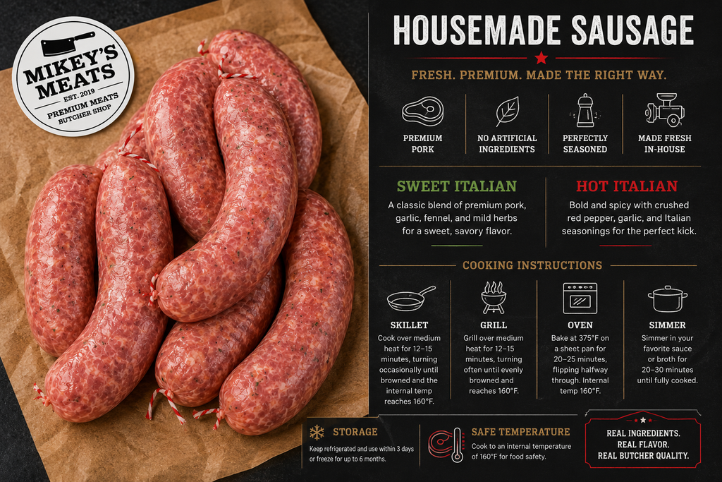Housemade Italian Sausage | Sweet Italian & Hot Italian Sausage | Mikey’s Meats