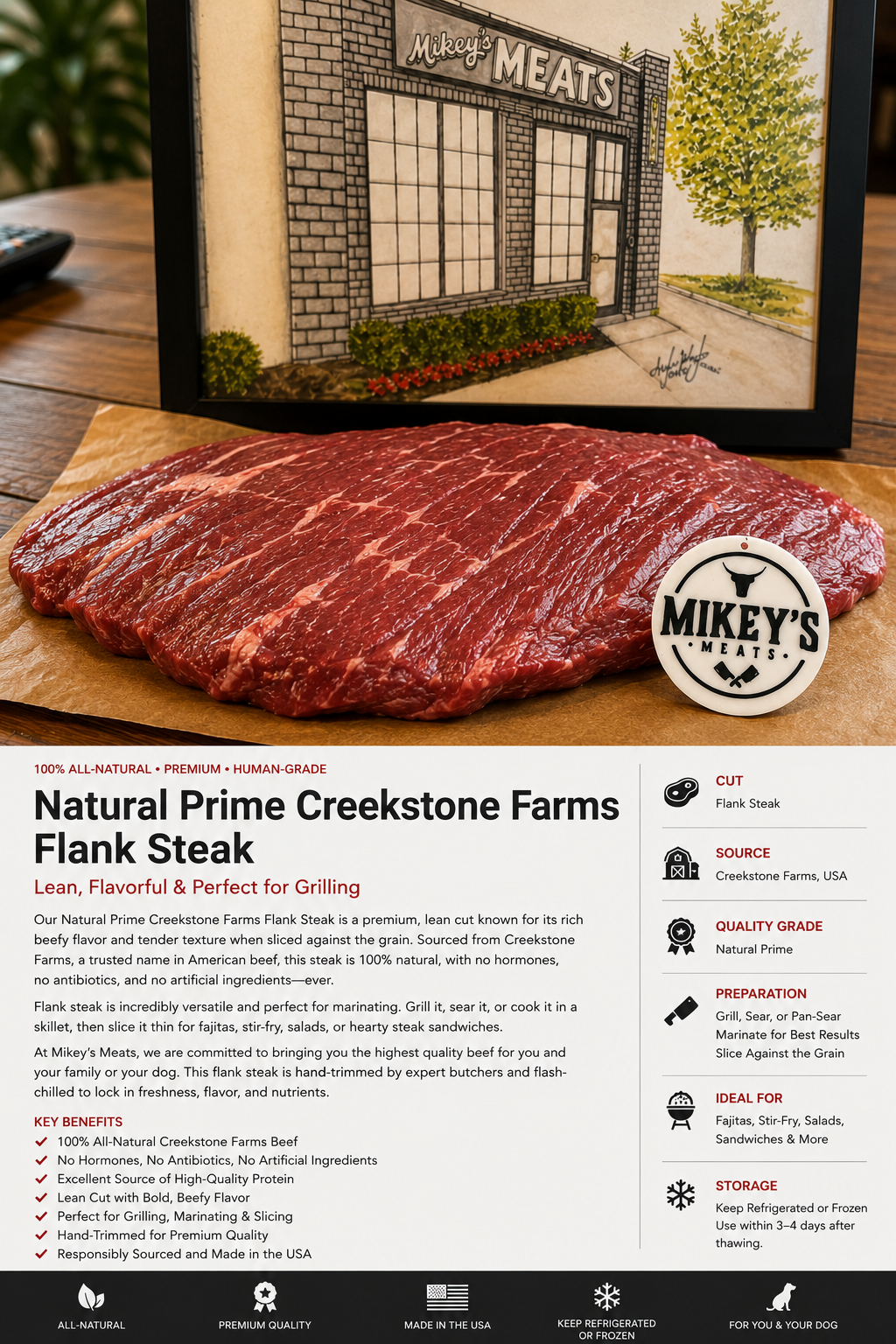All Natural Prime Creekstone Farms Flank Steak | Premium USDA Prime Beef | Mikey’s Meats