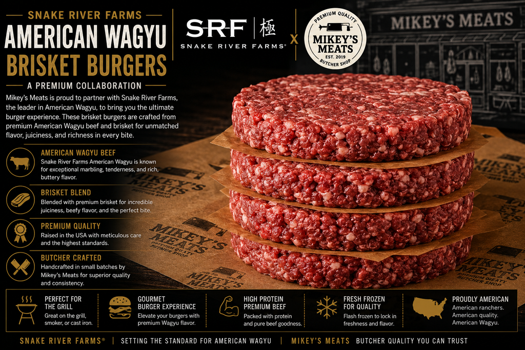 Snake River Farms American Wagyu Brisket Burger | Premium Wagyu Ground Beef | Mikey’s Meats