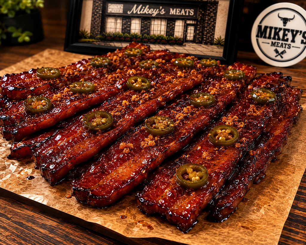 Go Ju Chang Teriyaki Candied Bacon | Double Smoked Slab Bacon | Mikey’s Meats