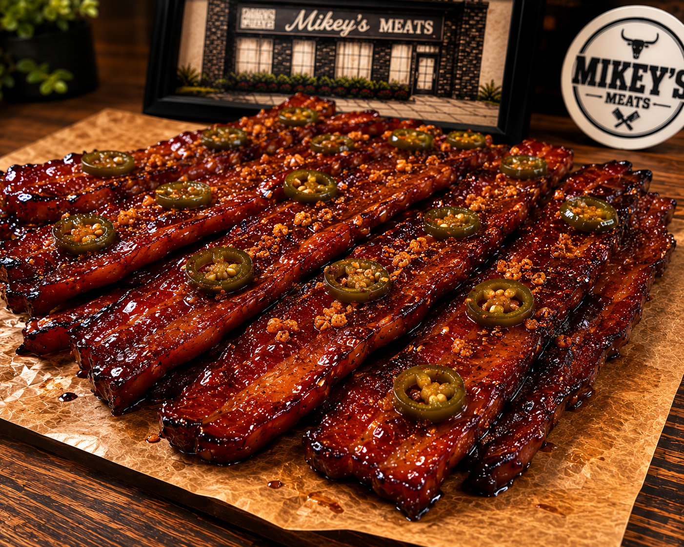 Go Ju Chang Teriyaki Candied Bacon | Double Smoked Slab Bacon | Mikey’s Meats