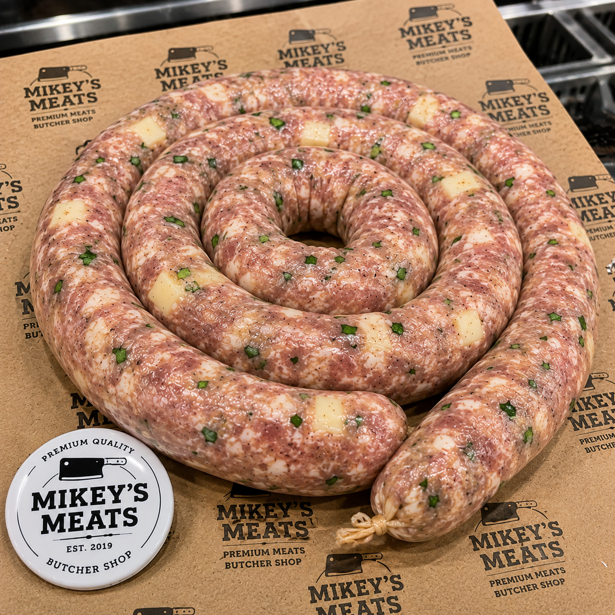 Pork Sausage Ring with Cooper Sharp Cheese & House Made Cowboy Butter | Mikey’s Meats