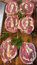 Stuffed Chateaubriand Tenderloin Pinwheels with Dolce Gorgonzola, Caramelized Onions & Bacon | Mikey’s Meats