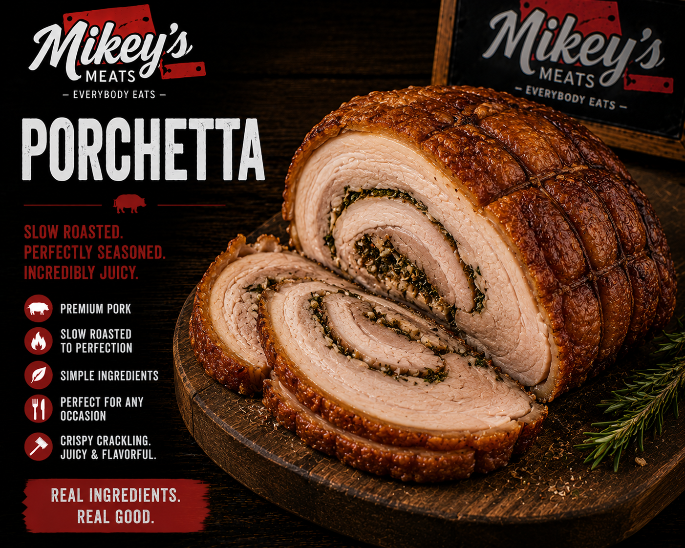 Traditional Porchetta | Italian Herb Stuffed Pork Roast | Mikey’s Meats