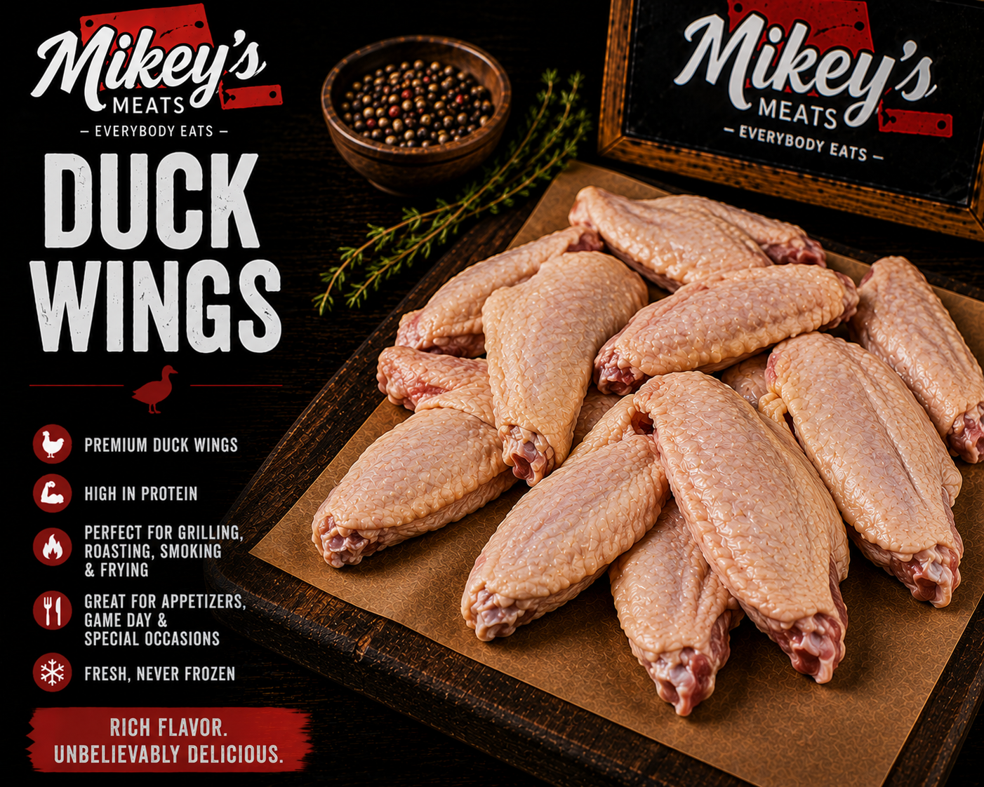 Premium Chicken Wings & Duck Wings | Fresh Butcher Cut Poultry | Mikey’s Meats