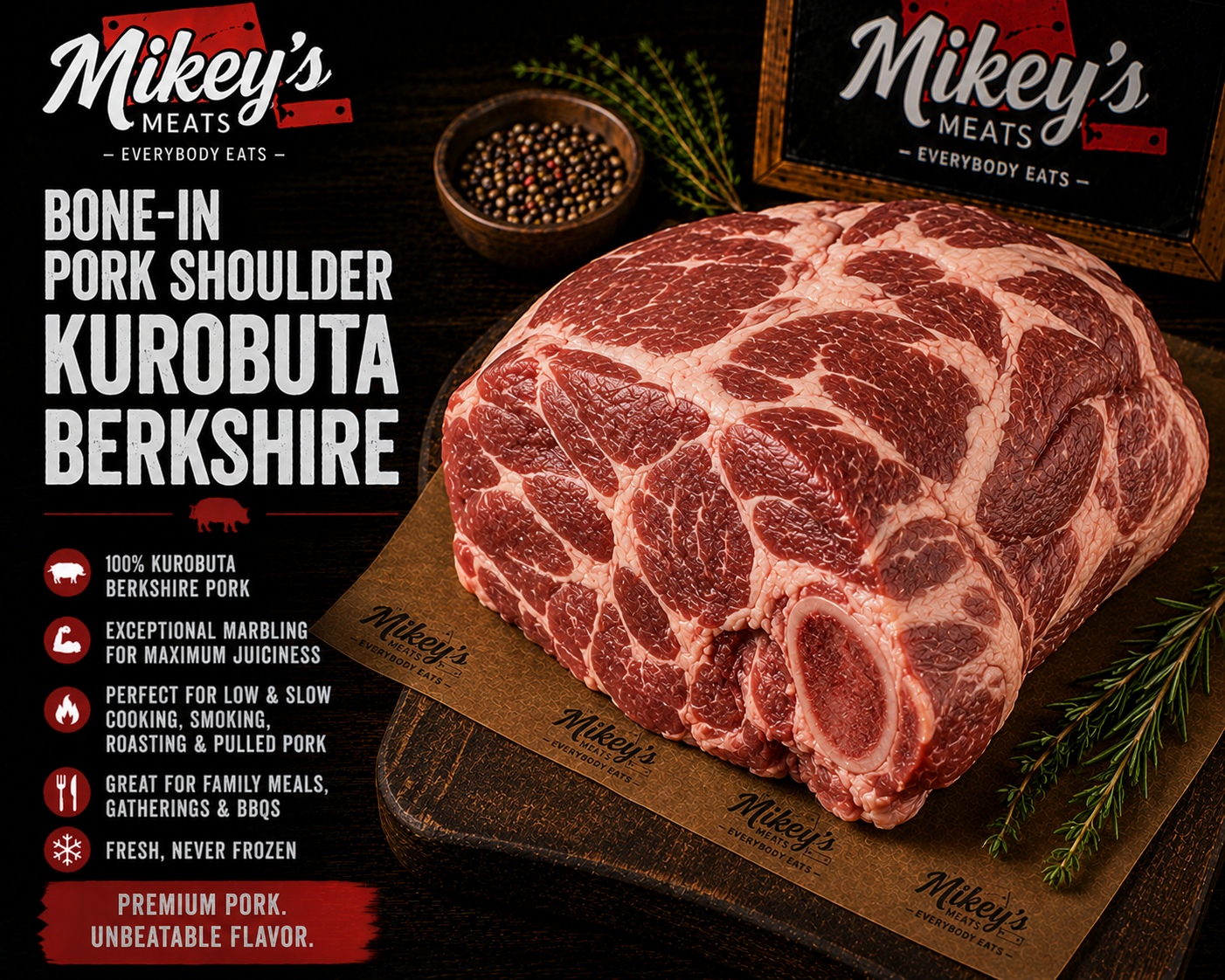 Bone-In Pork Shoulder | Premium Pork Shoulder Roast | Mikey’s Meats