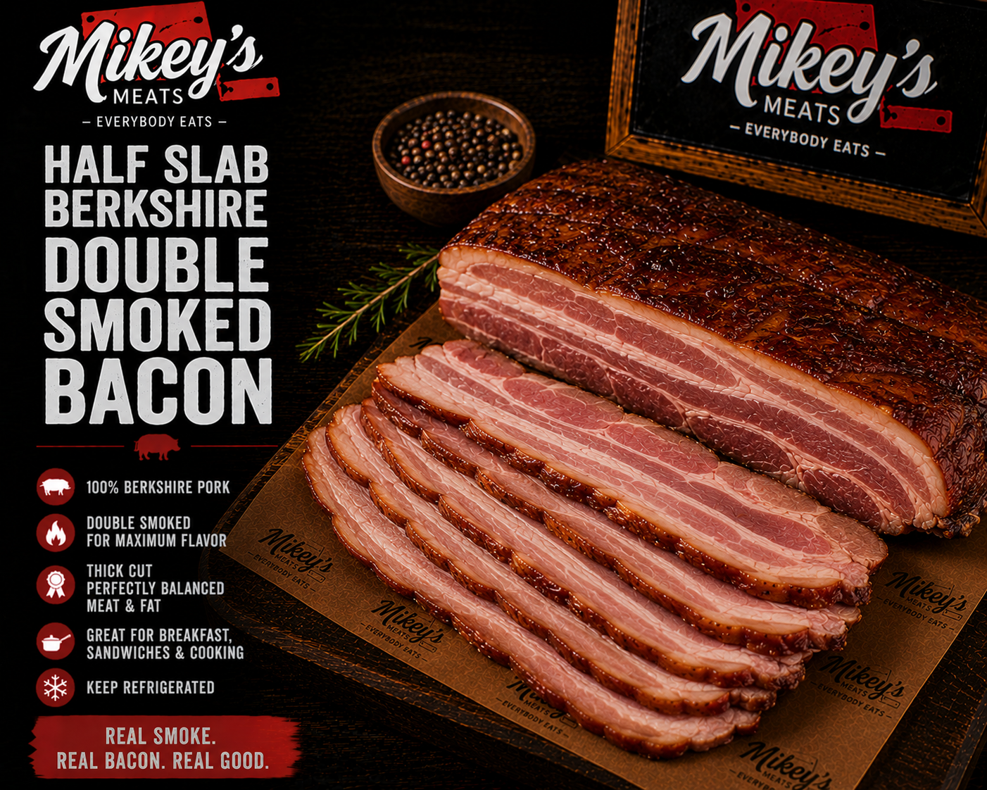 Half Slab Double Smoked Bacon | Premium Thick Cut Smoked Bacon | Mikey’s Meats