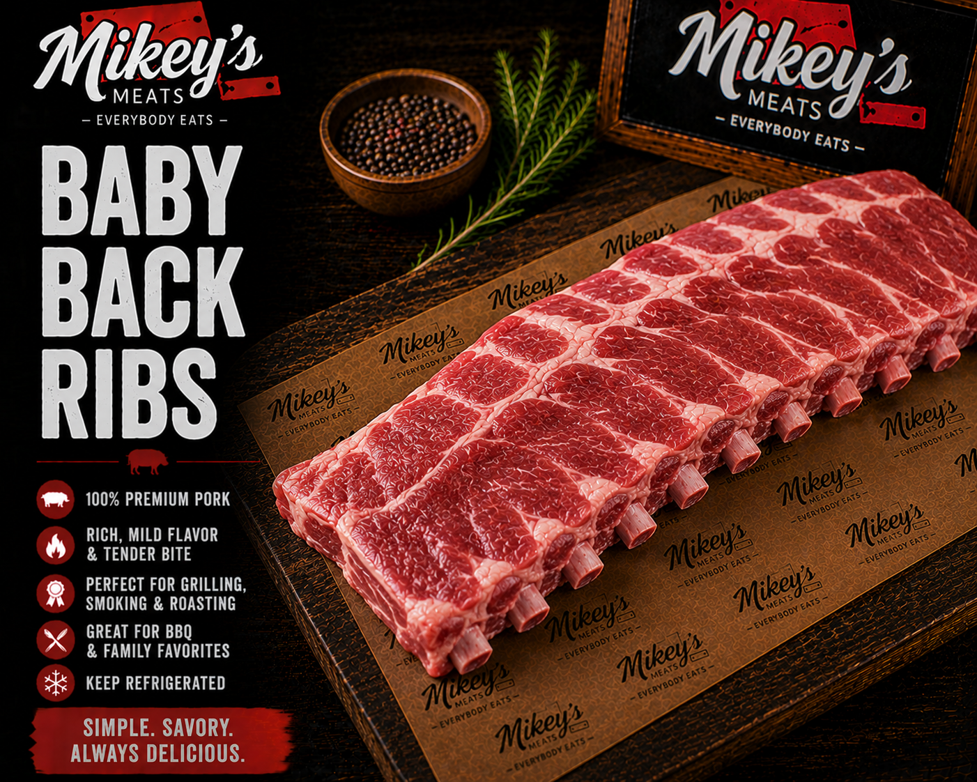 Baby Back Ribs | Premium Pork Baby Back Ribs | Mikey’s Meats