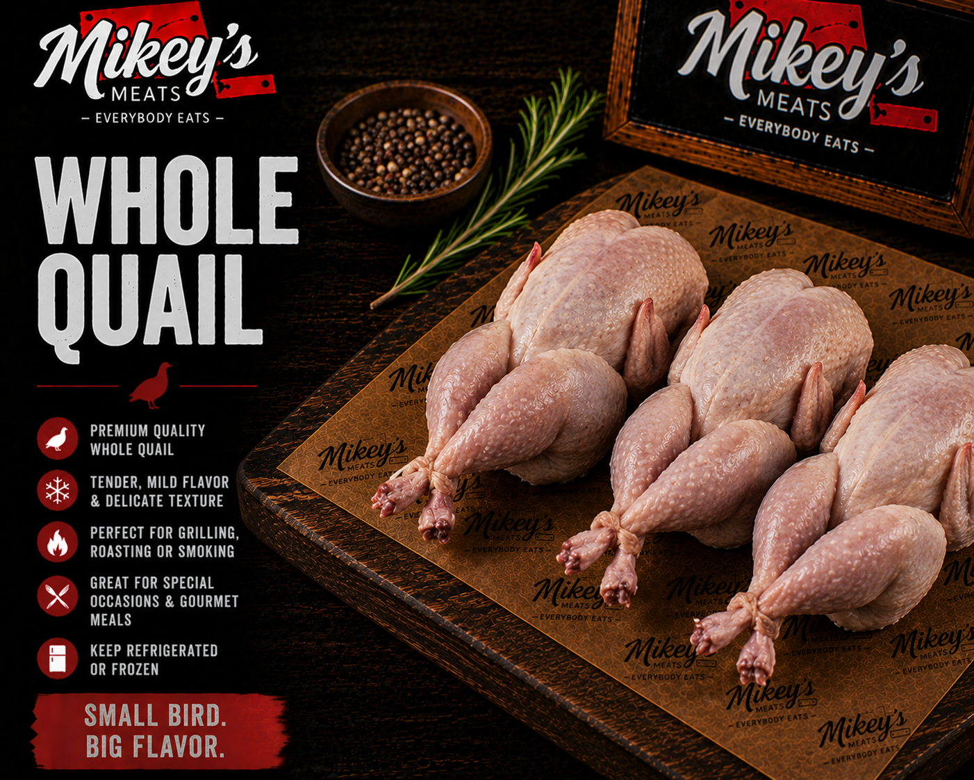 Whole Quail & Quail Lollipops | Premium Farm-Raised Game Birds | Mikey's Meats