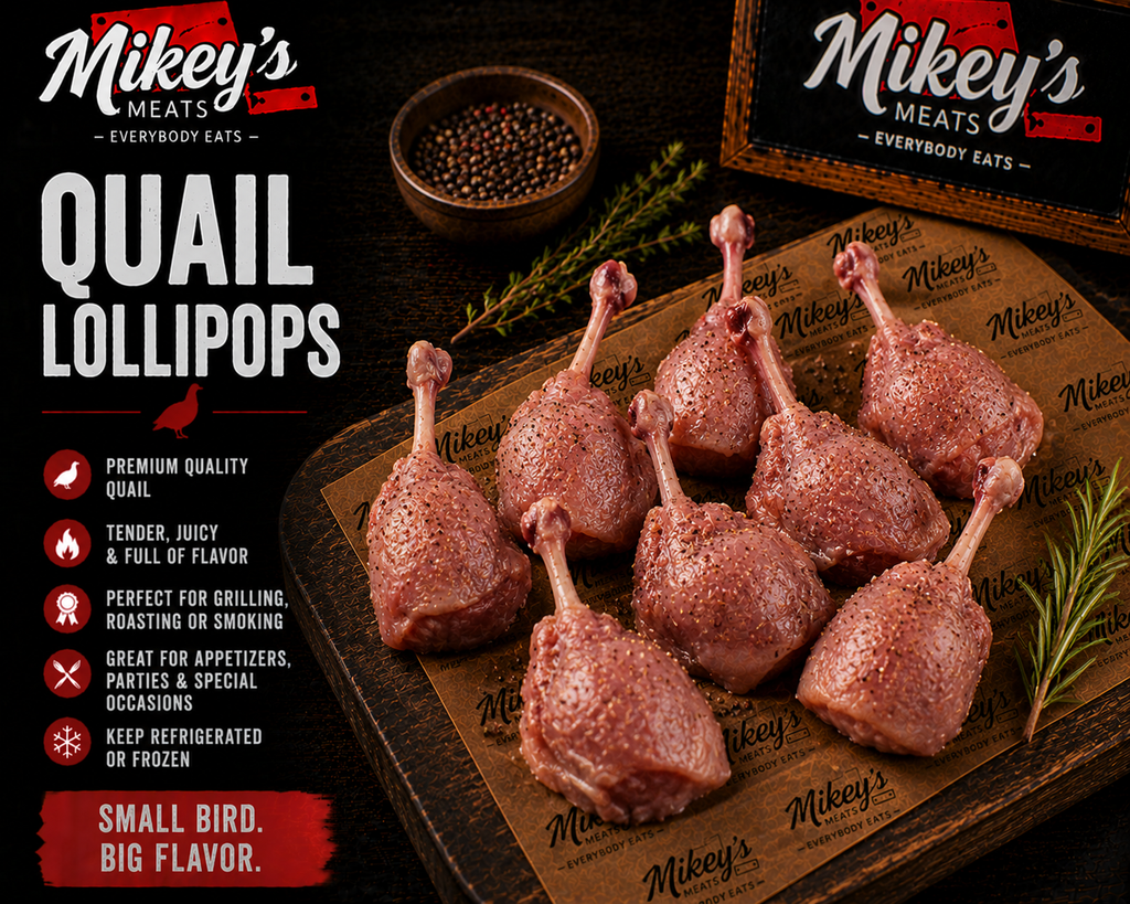 Whole Quail & Quail Lollipops | Premium Farm-Raised Game Birds | Mikey's Meats