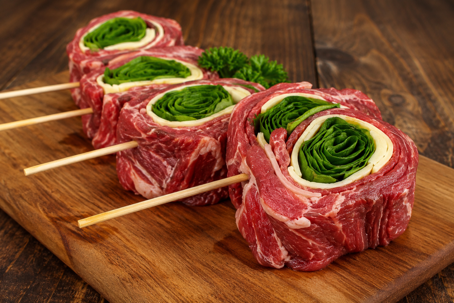 All Natural Prime Flank Steak Stuffed with Fresh Spinach & Cooper Sharp Cheese