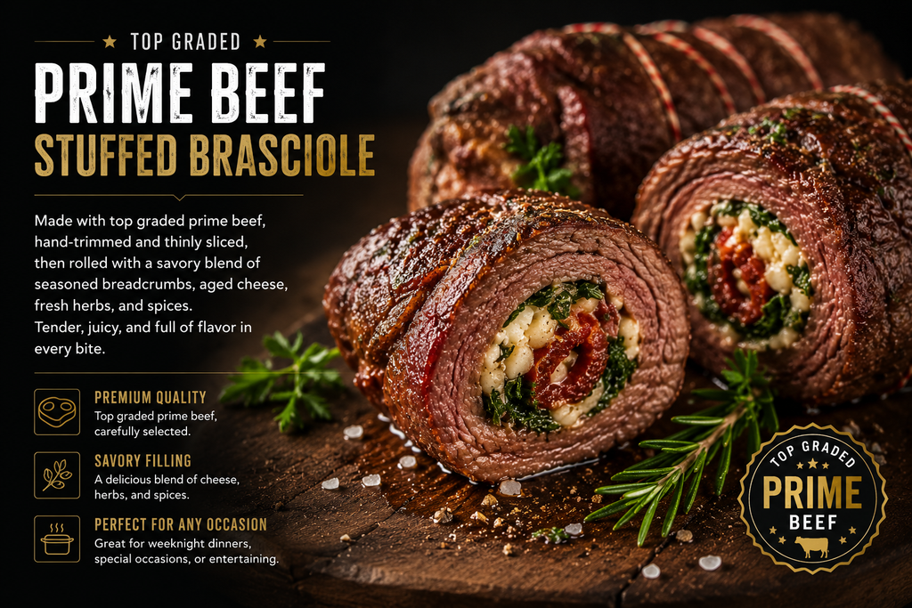 Stuffed Braciole | Prime Beef, Berkshire Pork, Venison, Wild Boar & Rabbit | Mikey's Meats