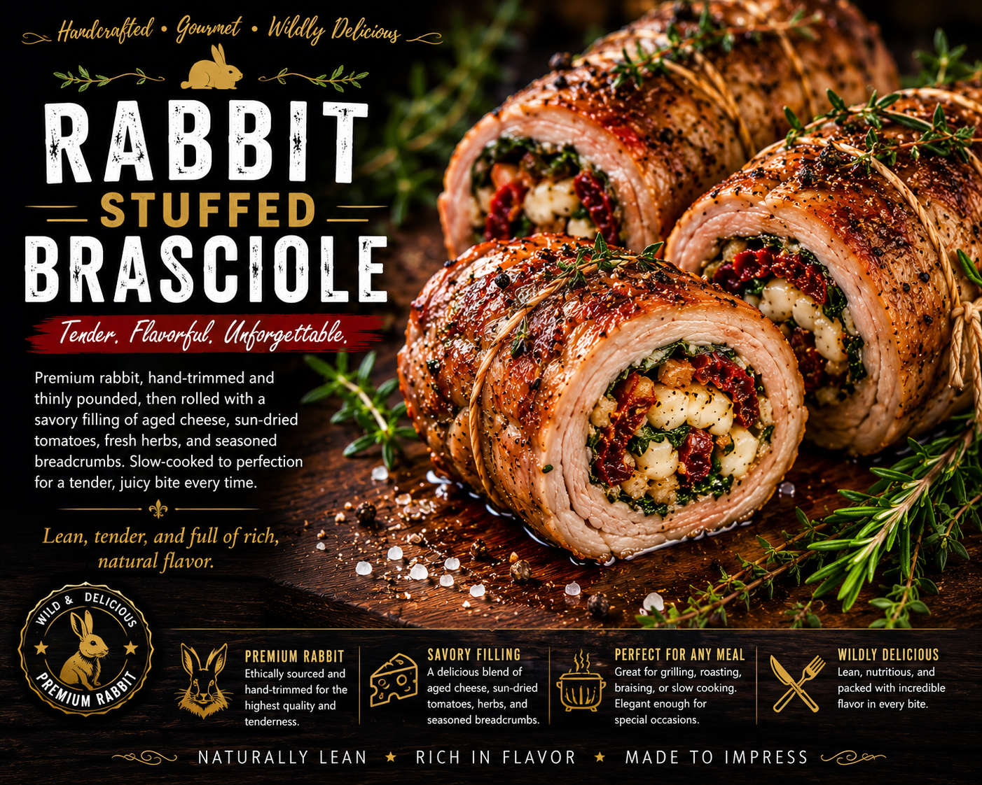 Stuffed Braciole | Prime Beef, Berkshire Pork, Venison, Wild Boar & Rabbit | Mikey's Meats