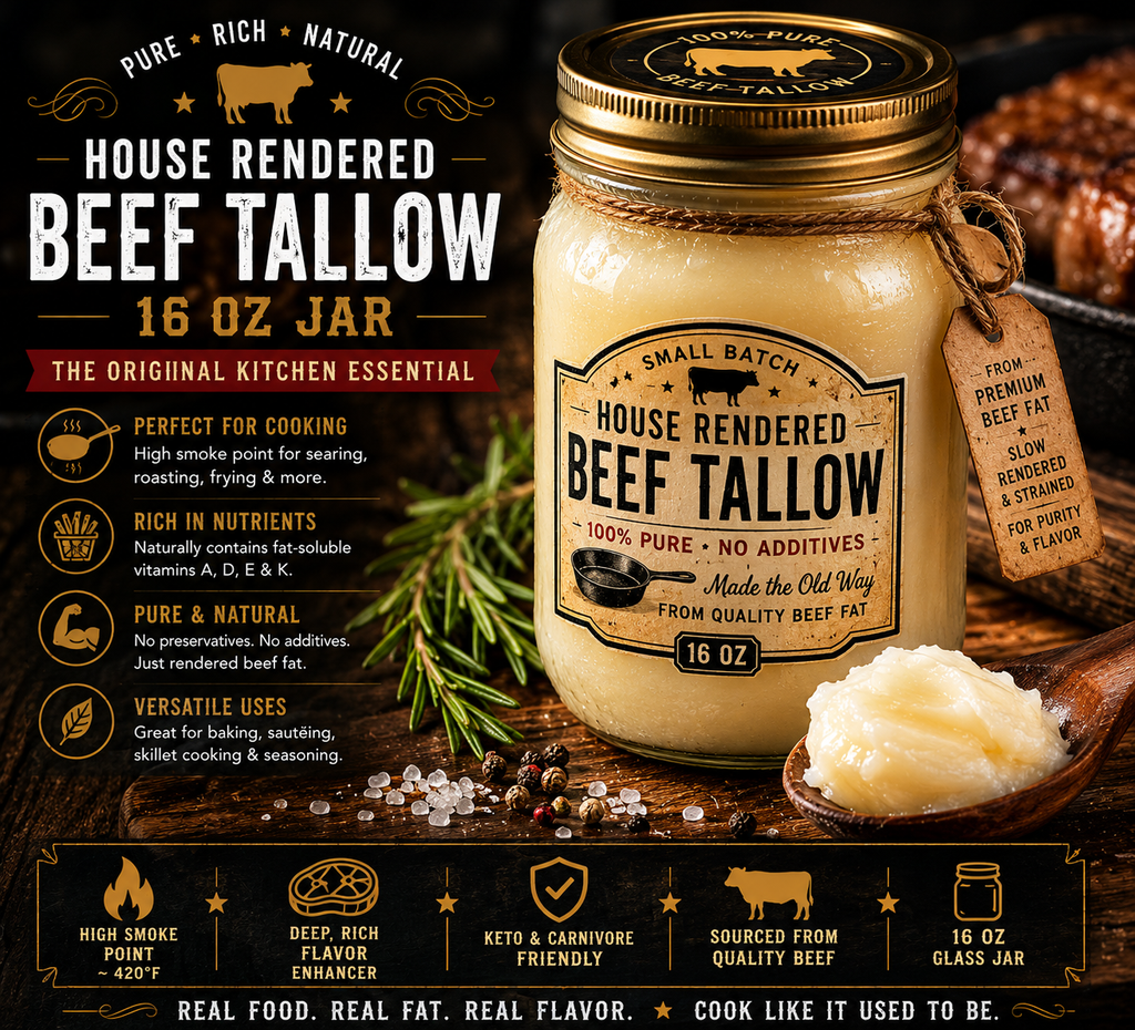 House Rendered Beef Tallow | Premium Cooking Fat | Mikey’s Meats
