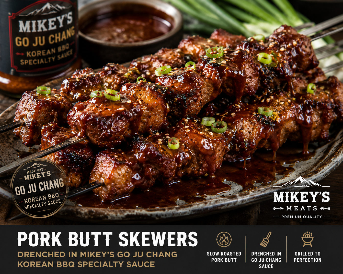 Gochujang Korean BBQ Pork Skewers | Premium Pork Butt Skewers | Mikey’s Meats