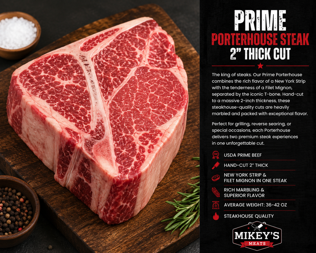 Top Graded Prime Steaks | Prime Ribeye, Porterhouse, NY Strip & Chuck Roast | Mikey’s Meats