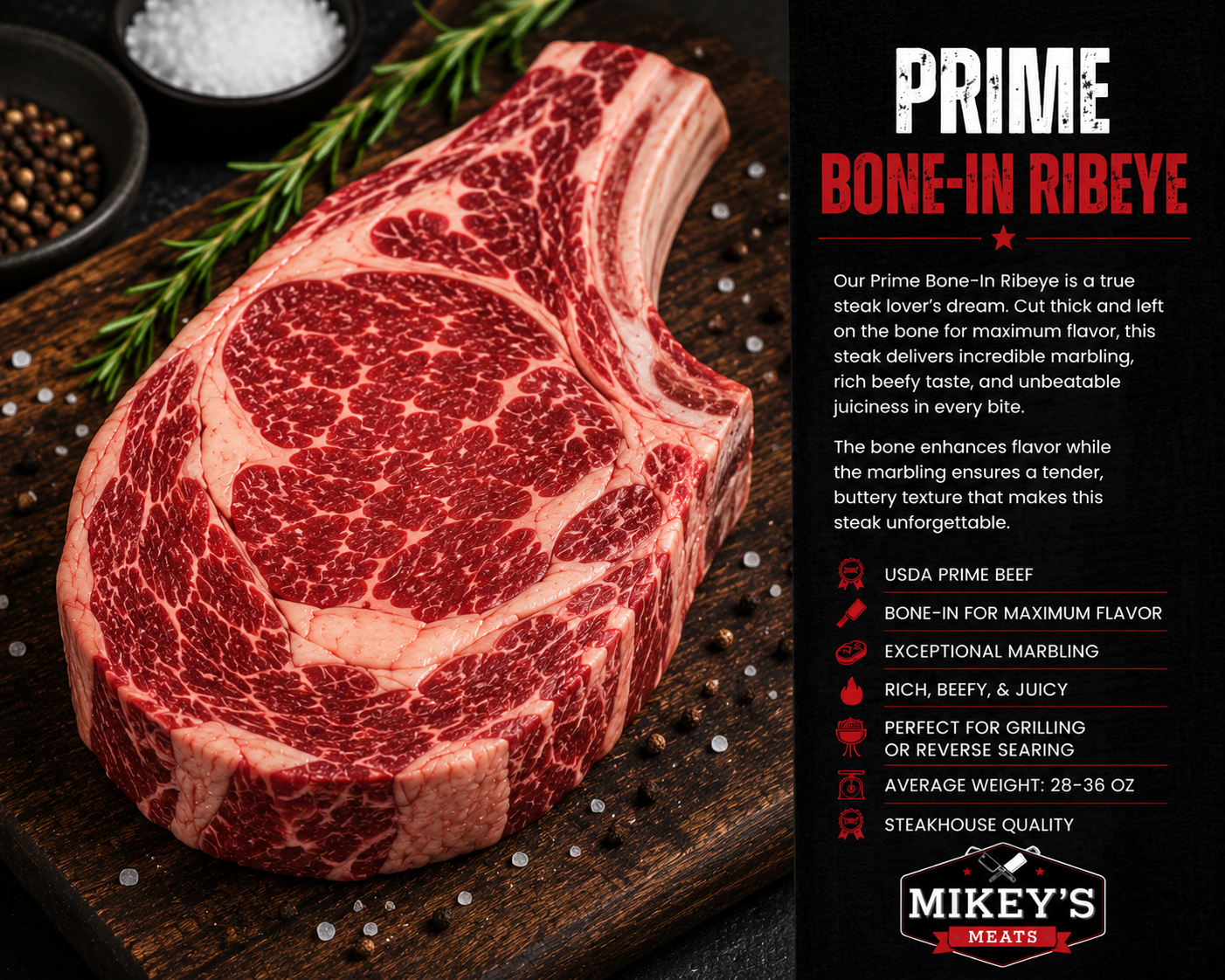 Top Graded Prime Steaks | Prime Ribeye, Porterhouse, NY Strip & Chuck Roast | Mikey’s Meats